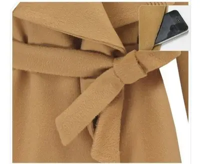 Chaud Laine Élégant Cardigan Ceinture Marine Solide Femmes Manteau Longues À 2017 Avec camel Revers Grand Automne Manteaux Bleu Hiver Manches CIn4twFtq