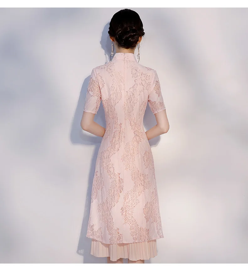 Розовый Вьетнам aodai Китайская традиционная одежда для женщин Qipao китайское