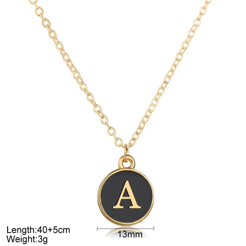 Золотая черная раковина 26 ожерелье с надписью ожерелье Алфавит нержавеющая сталь колье ожерелье для женщин девушки подарок