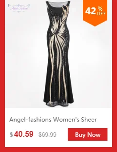 Angel-Fashion женские плиссированные Выпускные платья иллюзионные синие вечерние платья 408