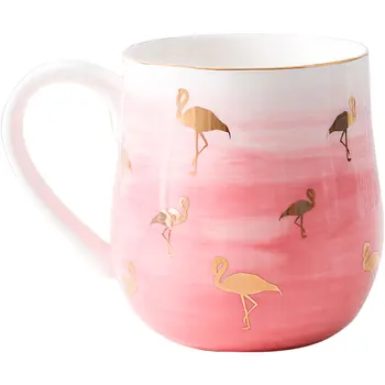 

Fashion Flamingo Mug Creative Ceramic Cup Couples Breakfast Cup Cute Milk Cup tea cups thermal water bottles For Lover gift