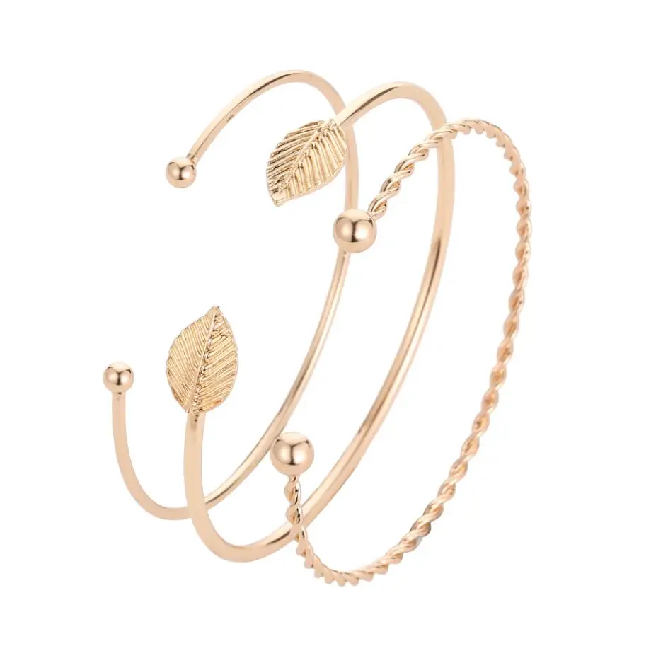 4-pcs-set-Bohemia-Vintage-Bangle-Silver-Knot-Ball-Open-gold-Bracelet-for-Women-Party-Wedding(2)