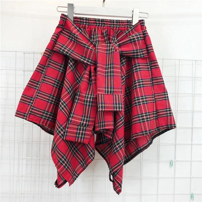 

2019 New Women England Style Casual Plaid Pleated Skirts Shorts Hot Sale High Waist Plaided Mini Skirt Same Size