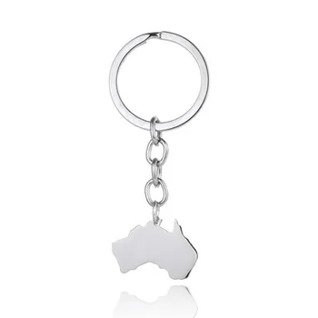 

New Australia Map Keychains Silver Color Stainless Steel Australia Map Heart Key Chains Map Memorial Jewellery