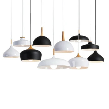 

Minimalism Modern Nordic Pendant Light Black Aluminum Lampshade Suspended Luminaire Dining Room Bar Cafe Hanging Lamp