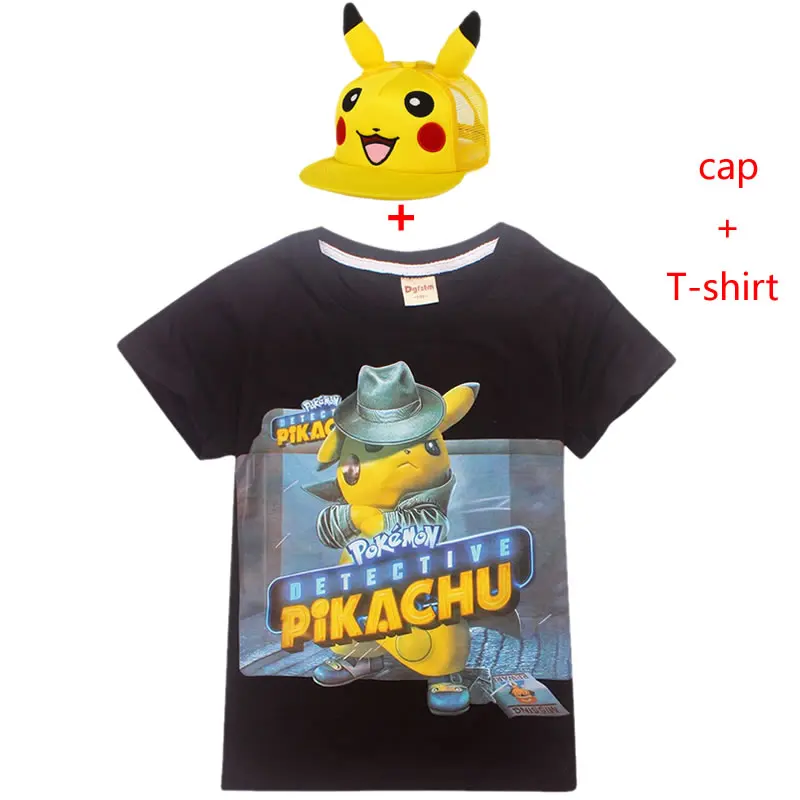 

4-12 year Fashion pokemon go pikachu detective Boys Tshirt For 2019 Summer Tops Cotton Short Sleeve Kids T shirts girls Clothing
