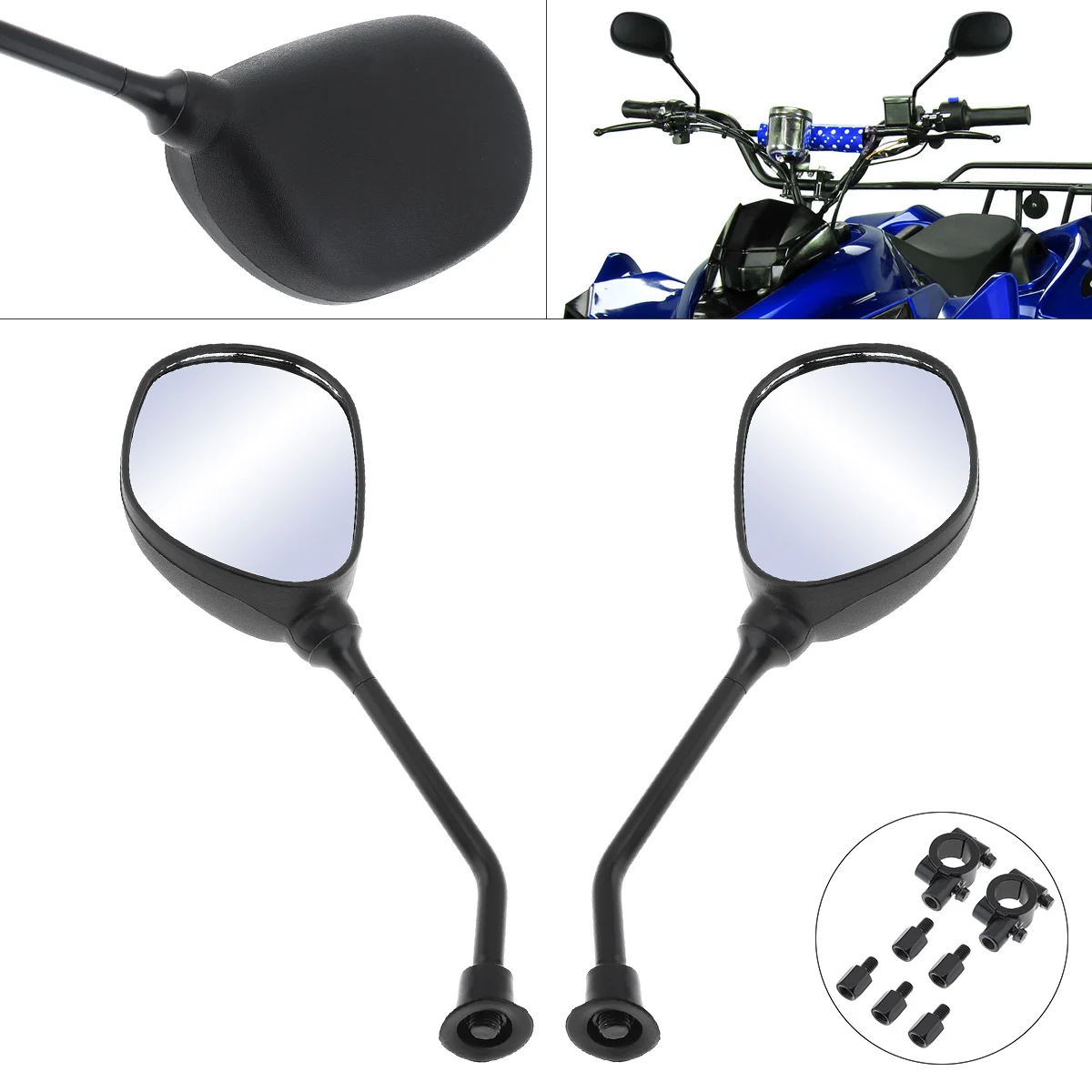 

2pcs 30.5CM Motorcycle Rearview Mirror Left and Right ATV Rear View Mirror Side View Mirror with a Fxed Seat for Motorbike