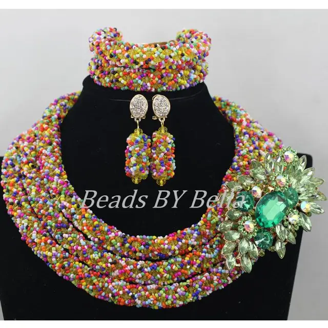 Fashion Black Womens Mixed Multicolor Crystal Nigerian African Wedding Jewelry Bead Fashion Black Womens Mixed Multicolor Crystal Nigerian African Wedding Jewelry Bead
