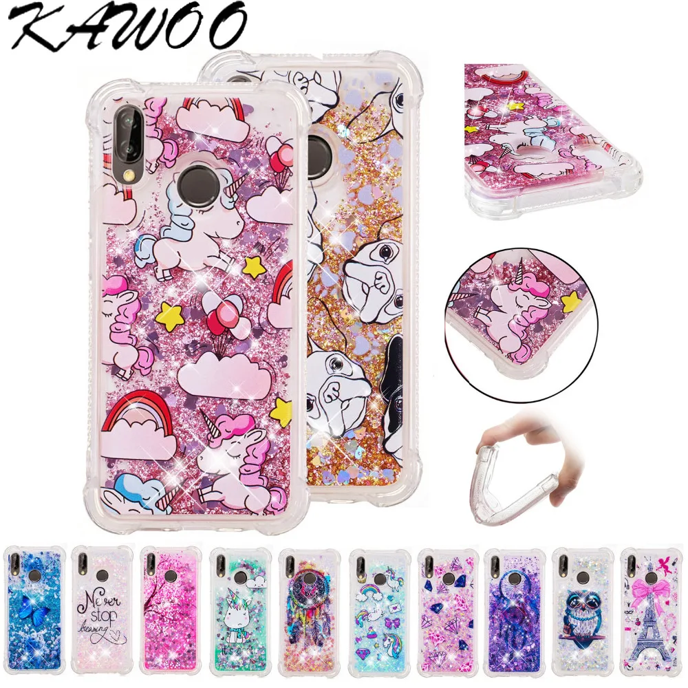 Patterned Liquid Bling Glitter Silicone Case Quicksand Cover For Huawei P20 Lite P10 Lite Nova 2i Shockproof Capa For P Smart P8(1)