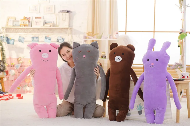 Kawaii anime cat bear pig bunny plush doll big stuffed soft cartoon animals pillow toy nap cushion for baby gift 39inch 100cm DY50248 (1)