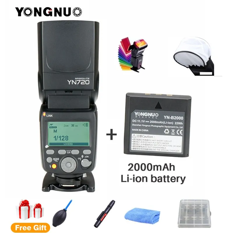 2018 YONGNUO YN720 литиевая Вспышка Speedlite с литий-ионной батареей для Canon 1100d 650d 600d 70d 700d Nikon