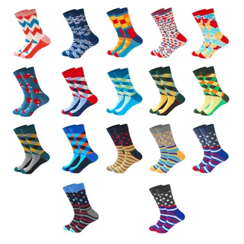 

Men's Casual Combed Cotton Socks Classical British Style Gentleman Sensibility Crew Colorful Funny Winter Warm Happy Socks