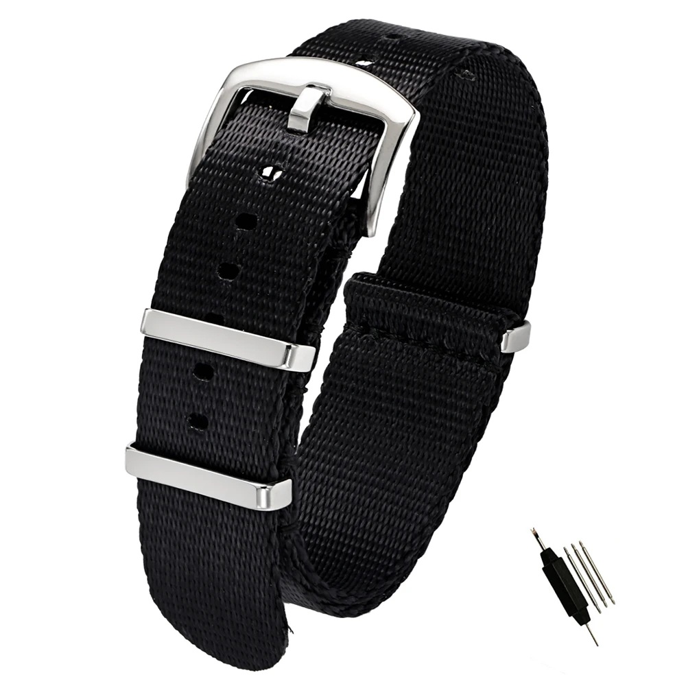 20mm 22mm Seat Belt Nylon NATO Zulu Strap Heavy Duty Military Watch Band Replacement Watch Straps B