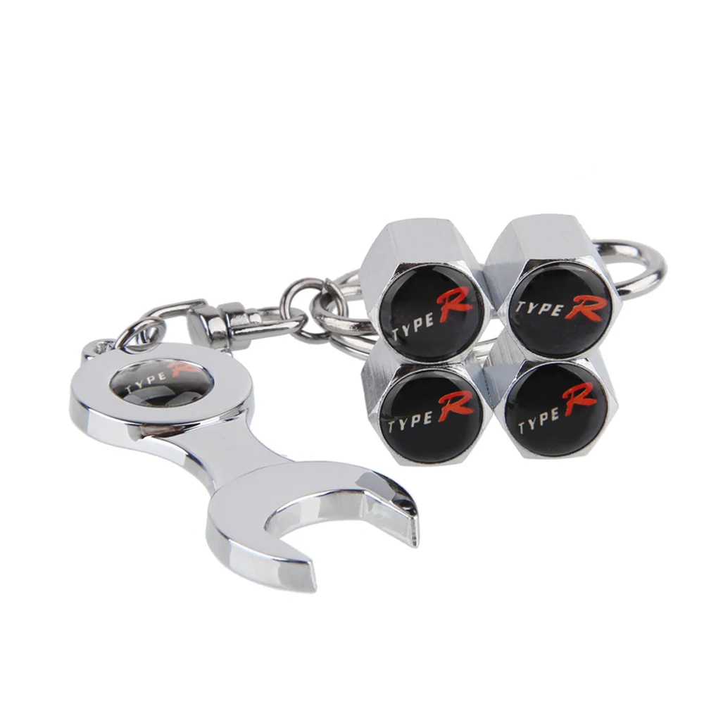 

Car Styling Car Tyre Valve Cap Type-R Logo Trunk Wheel Cover With KeyChain Holder For Honda Accord Civic CRV Odyssey City Jazz