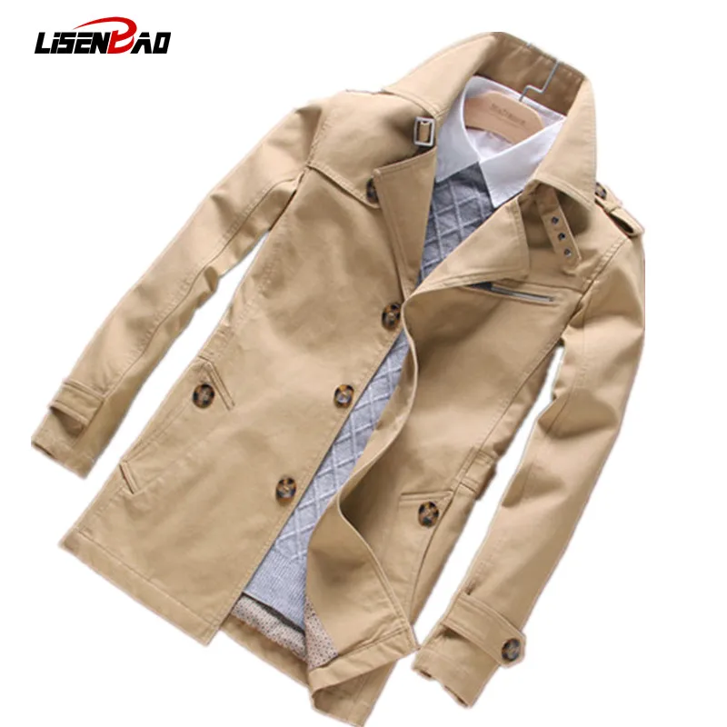 

2016 autumn new men's casual windbreaker jacket long section of young men jacket fashion Slim thin section