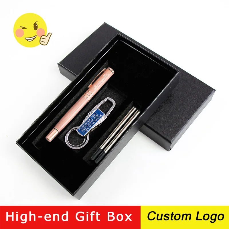 Лазерный логотип высокого класса подарки гелевая ручка розовое золото металл бизнес гелевые ручки для рекламного подарка канцелярские ручки гравировка имя