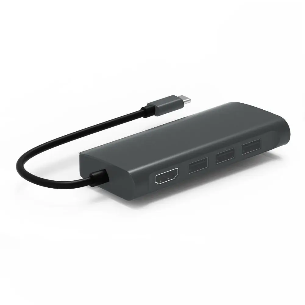 Docking Station Type - C To HDMI 3 Ports USB 3.0 SD TF Card Reading Gigabit Lan Port PD HUB 8 In 1