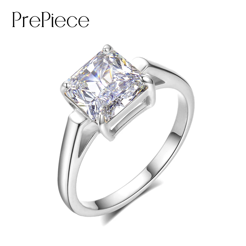 Prepiece бренд 2.25ct Принцесса Cut Площади CZ Обручение обручальное кольцо для Для женщин