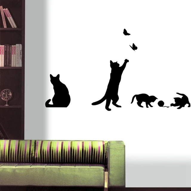 aliexpress : buy new arrived cat play wall sticker butterflies