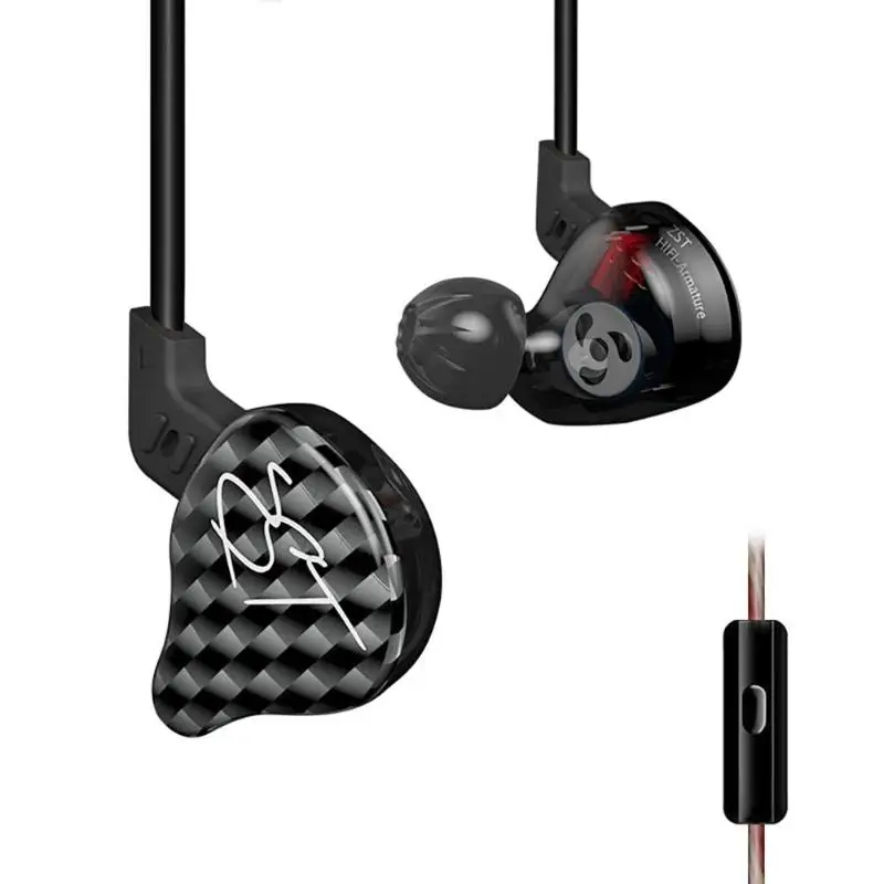 

KZ ZST Dual Driver In-Ear Earphone Dynamic Armature Super Bass Noise Isolating HiFi Music Sports Earbuds Headset with Microphone