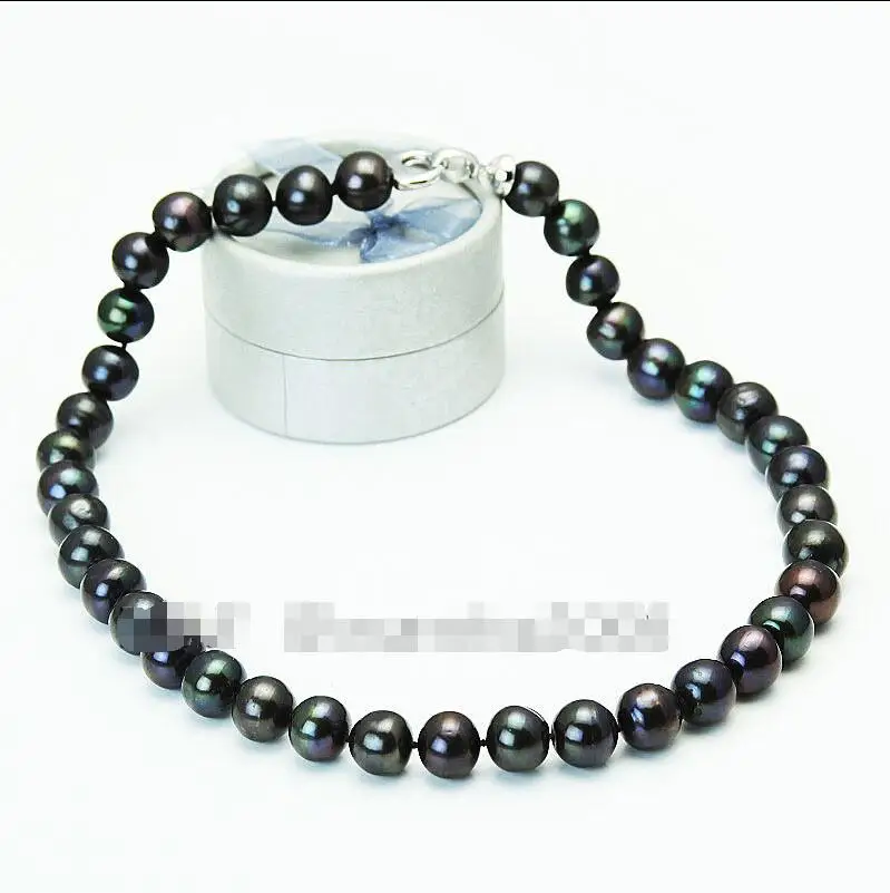 

Free shipping hot sale Women Bridal Wedding Jewelry >>Woman's gift 11-12mm black fresh water cultured pearl necklace