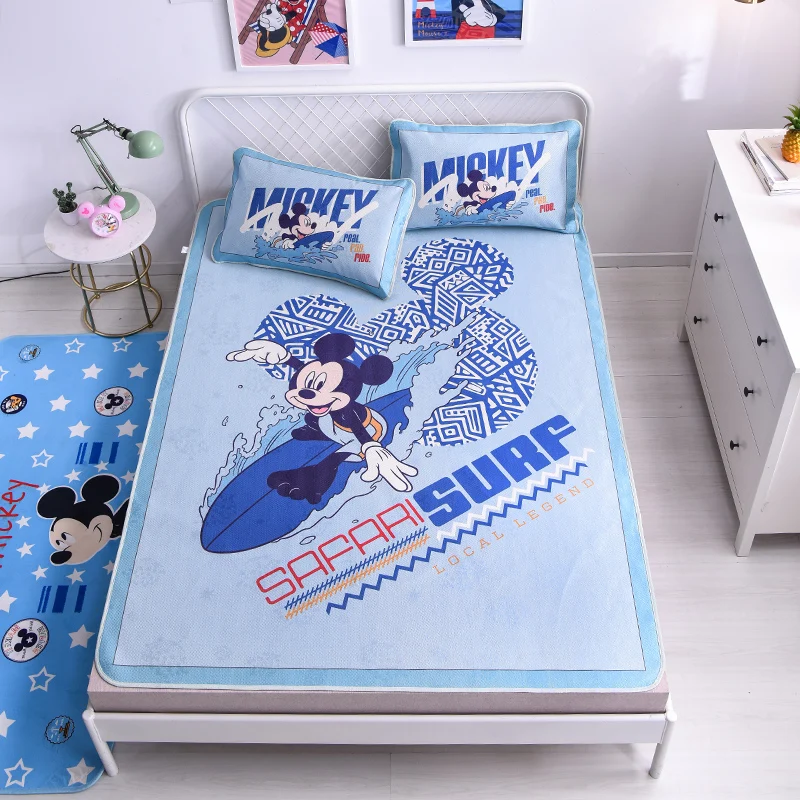 Disney Микки Летний спальный коврик можно стирать кровать Топпер лист лед мягкий шелк для мальчиков и девочек взрослых защитный наматрасник
