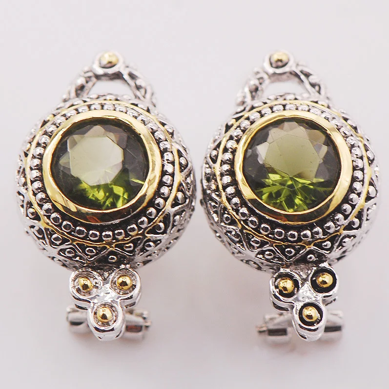 Имитация изумруда женские 925 пробы серебряные серьги с кристаллами TE473