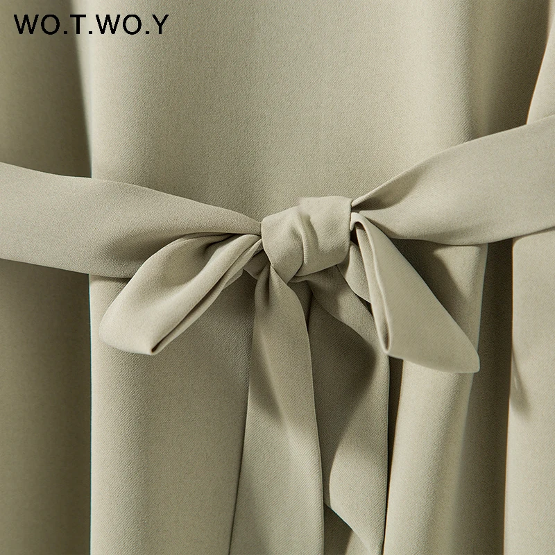 Женские футболки WOTWOY с зеленым поясом весна лето 2019 Повседневная футболка