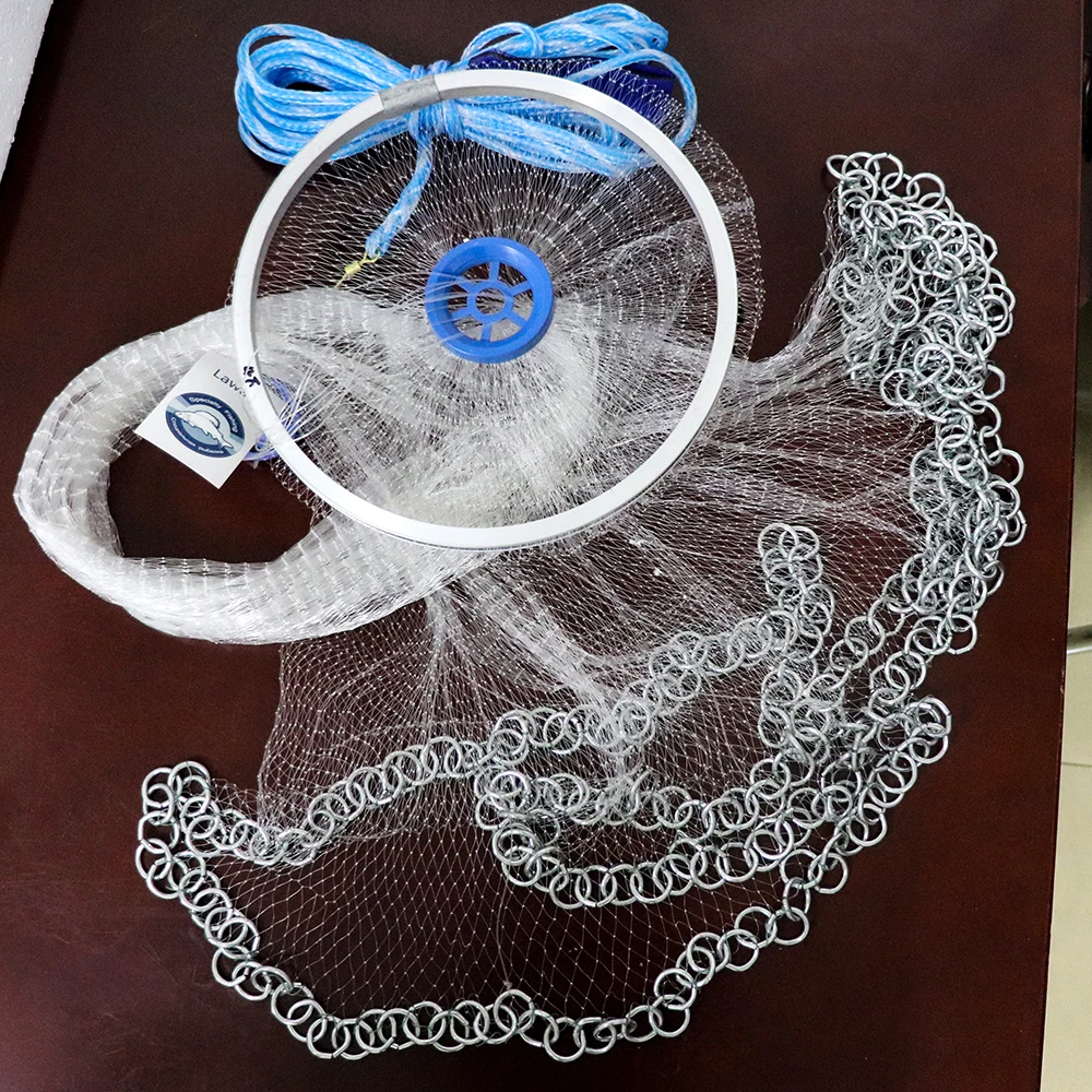 

Lawaia Hand fish Casting Net World Fishing Network Mesh 1*1cm Iron Pendant Cast Net American Style Fly Fishing Net Sports Throw