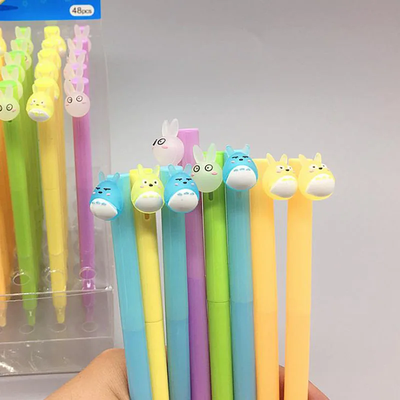 

6 Pcs/set Cartoon Candy Color Totoro Rabbit Gel Pens 0.5mm Black Ink Neutral Pens Stationery School Office Supply Gift