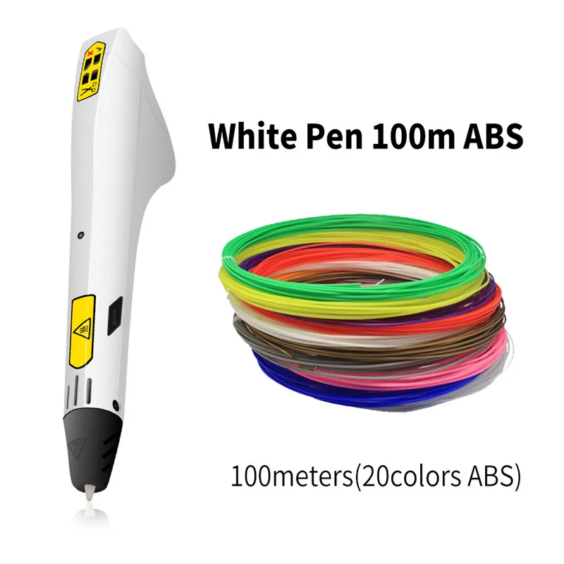 DEWANG, 3D ручка, ручка из АБС-пластика, 3D Ручка для печати, искусство и ремесла, подарок на день рождения, дешевле, Lapiz, 3D Ручка для рисования, гаджет - Цвет: White Pen 100m ABS