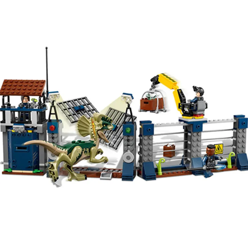 

Compatible With Legoinglys Dinosaur World Park Indoraptor Dilophosaurus Outpost Attack Building Blocks Bricks Toys 342pcs gifts