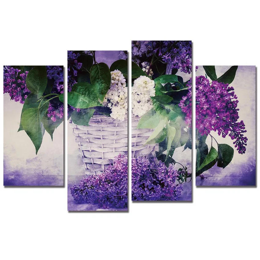 No Frame Lavender Canvas Art 4pcs Modern Hd Flower Wall Painting For Home Rose Decorative Modular Posters Printed On Canvas Wall Painting Print On Canvaspaintings For Wall Aliexpress