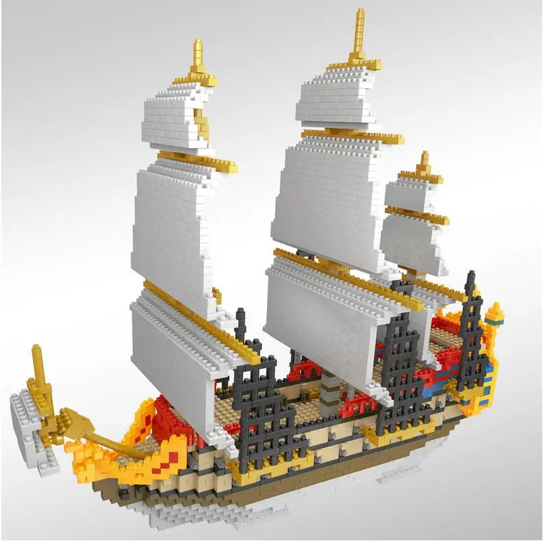 

161161 lop Building Blocks Model Sailing Ship Boat Model Building Blocks school educational supplies Toys for Children Christmas