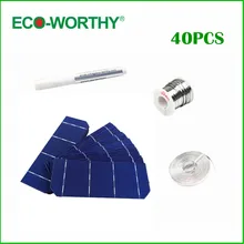 72W DIY Solar Panel Kit 40pcs 6x2 156x58 5mm Monocrystalline Mono Solar Cell Tab Wire Bus