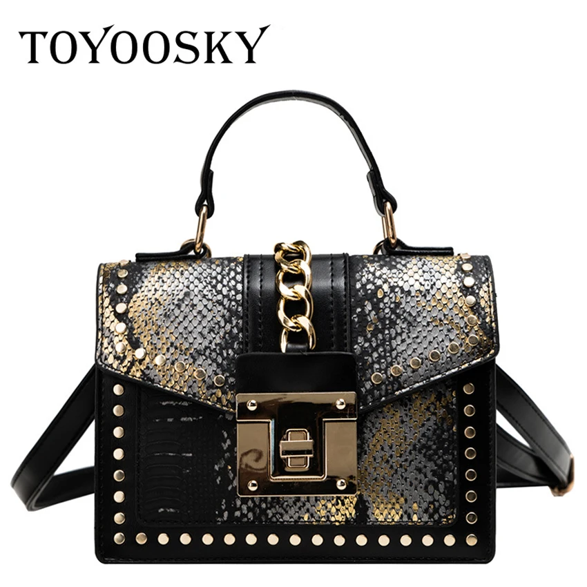 TOYOOSKY Luxury Handbag Designer Shoulder Bags For Women Serpentine Leather Flap Chain Ladies Messenger Bags Sac A Main