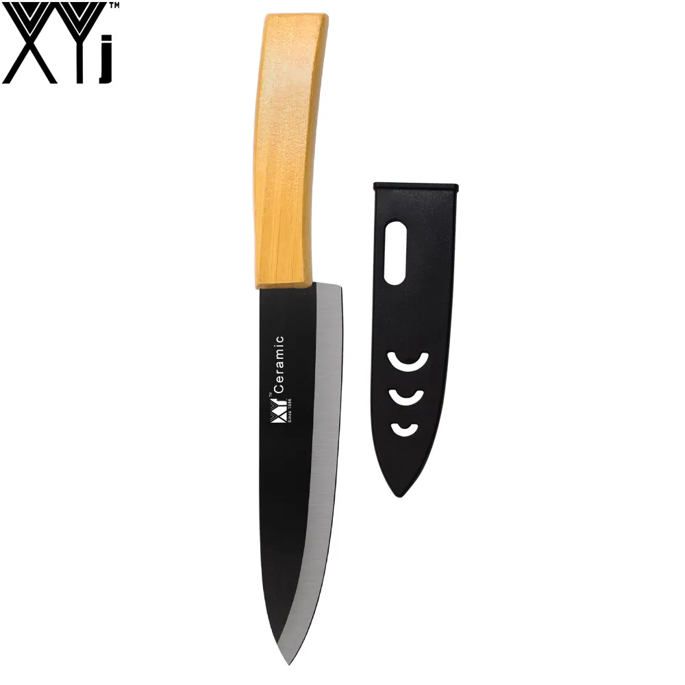 XYj 6 inch Chef Kitchen Knife Ceramic Knife Bamboo Handle Zirconium Oxide Black Blade High Quality Cooking Knife Kitchen Gift