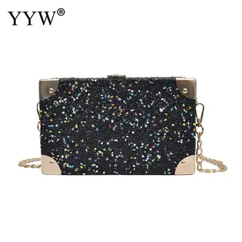 

YYW Sequin Bags For Women 2019 Sac Main Femme Luxury Handbags Women Bags Designer Box Bag Bolso Mujer Silver Wedding Bag Purse