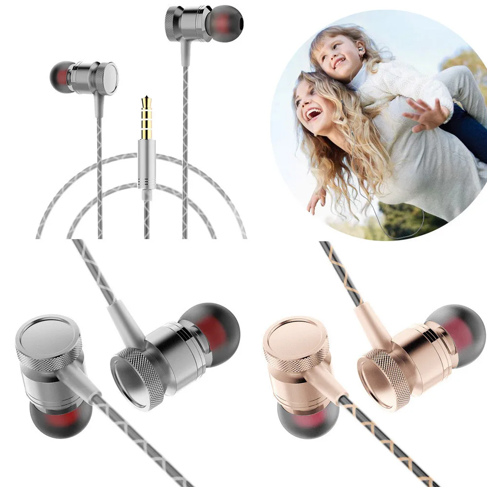 

Ears Portable Light Microphone Sports 3.5mm In Ear Stereo Head-phones Headset Super Bass Music Metal Earphone Earbuds Handsfree