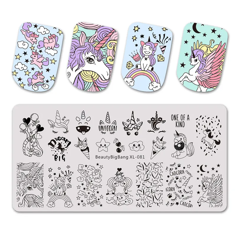 Beautybigbang нержавеющая сталь ногтей штамповки пластины калейдоскоп волна рисунок изображения для дизайна ногтей печати XL-080 - Цвет: 81