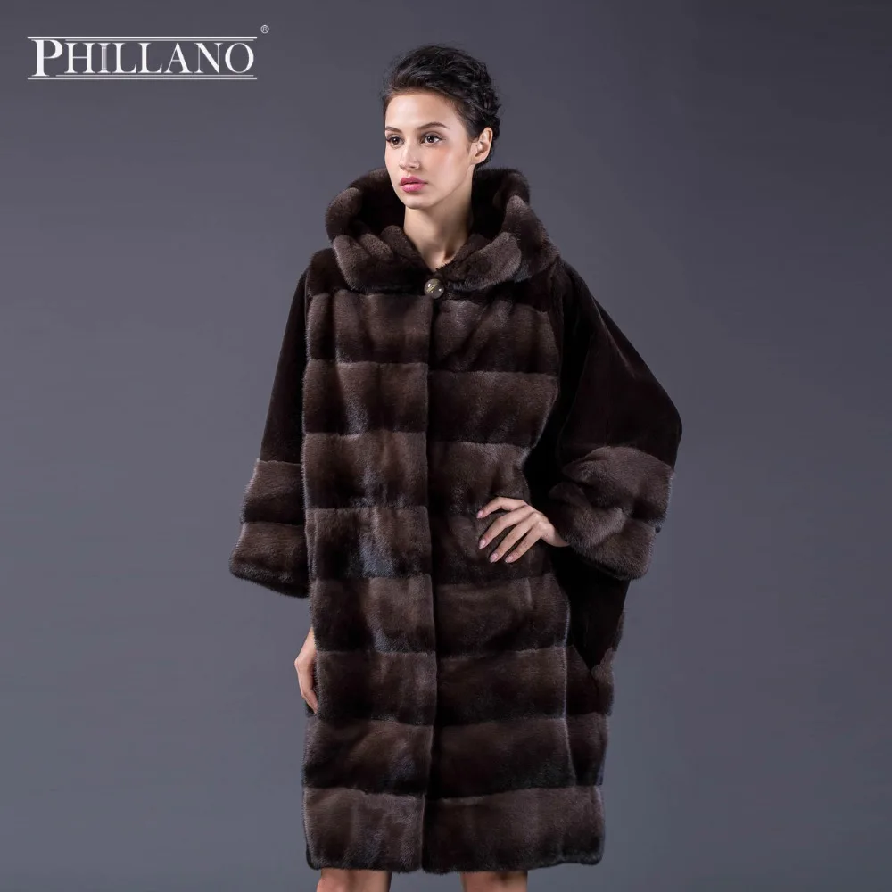PHILLANO 2016 Стильная Летучая Мышь Фасон Женское Зимнее Полупольто С Капюшоном Новое