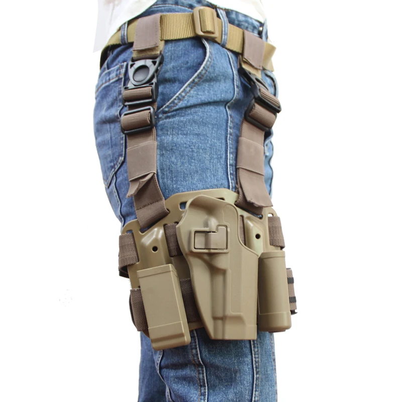CQC M9 Gun Drop Right Leg Thigh  Magazine Flashlight Pouch Holster Beretta M9 M92 96 Hunting Gun Accessories For Outdoor Tactical Airsoft RL31-0024PBK-20
