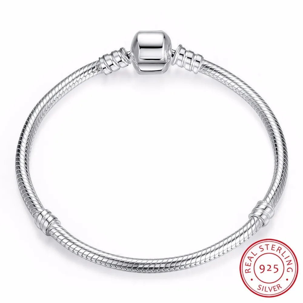 

Christmas SALE Authentic 100% 925 Sterling Silver Snake Chain Bangle & Bracelet Luxury Jewelry 17-20CM PAS902