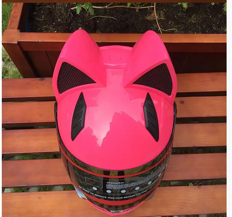 Кошачьи уши мотоциклетный шлем Мужской персональный крутой анфас шлем локомотив Анти-туман дамы кошачьи уши розовый шлем
