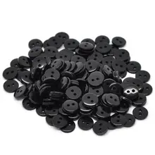 DoreenBeads полимерная пуговица для шитья скрапбукинга круглая черная с двумя отверстиями украшения для одежды Сделай Сам поставка 9 мм(3/") х 2 мм(1/8"), 55 шт