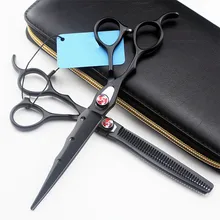 Profesional Japón 440c mano izquierda 7 pulgadas corte de pelo tijeras cortar peluquería makas corte de pelo adelgazamiento tijeras peluquería tijeras