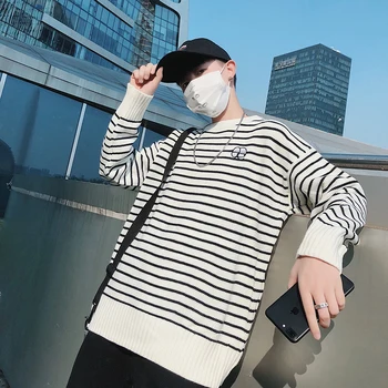 

O-Neck Pullover Brand Clothing Autumn Winter Cashmere Wool Sweater Autumn Pullover Long Sleeve Round Neck Striped Knitting Cash
