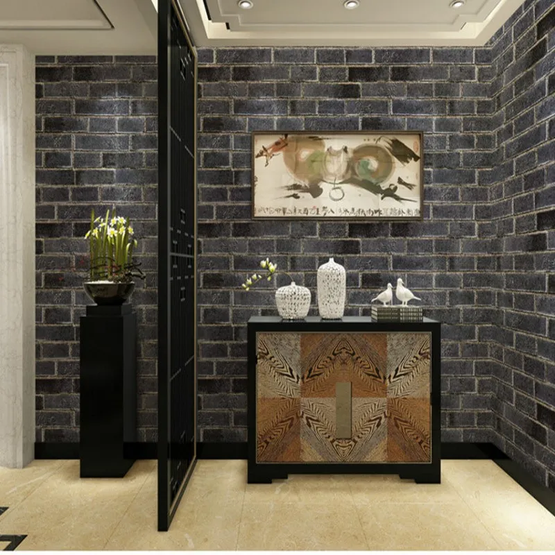 

Free Shipping 3D stereo antique brick complex brick pattern brick wallpaper Chinese restaurant TV background wallpaper