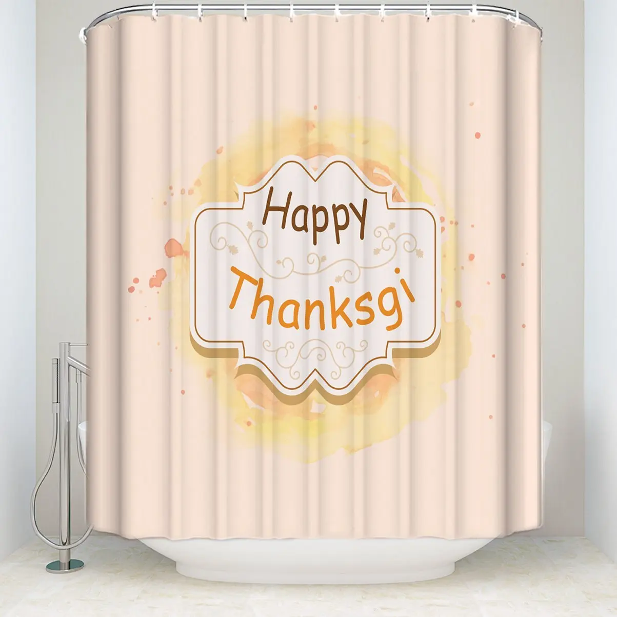 Thanksgiving Happy Ink Printing Shower Curtains Non Toxic Eco Friendly