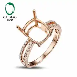 Caimao Подушки Cut кольцо Маунт Semi Настройки и 0.32ct Diamond 14 К розового золота, драгоценных камней Обручение кольцо Ювелирные украшения